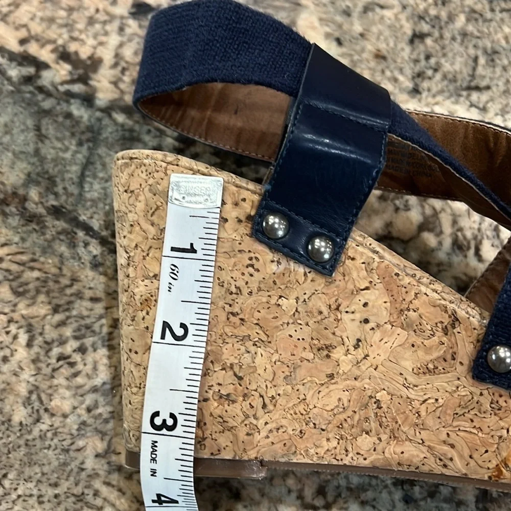 Lucky Brand Blue and Tan Wedge Sandals